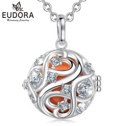 Necklaces Eudora 20mm Harmony Bola Ball Angel Caller Cz Locket Cage Pendant Fit Diy Chime Ball Necklace Diy Jewelry for Women K363