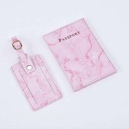 1Set PU Leather Luggage Bag Tags Passport Holder Case Cover Wallet Men Women Travel Boarding Luggage Tags Passport Organiser