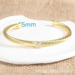 Designer Fashion Jewellery Twisted X Bracelet Gold Charm Sliver 925 Sterling Silver Bracelets Braided Cross Bangle Diamond Zircon Luxury Birthday Gift for Women X0