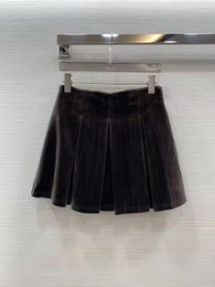 Skirts 2024 Women Fashion Sexy Casual Solid Colour Pleated Velvet Skirt College Style Age Reducing 1029