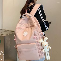 Backpack Multiple Pockets Waterproof Nylon Women Female Solid Color Travel Bag Unisex Preppy School Men Cool Rucksack