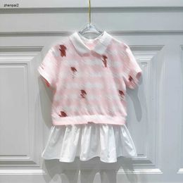 Luxury girl skirt summer baby Polo dress Size 100-160 kids designer clothes Fake two-piece design child frock 24Feb20