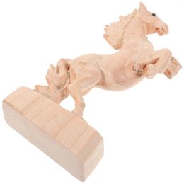 Decorative Figurines Horse Wood Carving Ornaments Craft Statue Figurine Decor House Decorations For Home Shaped Animal Decorate Sculpture