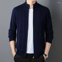 Men's Sweaters Extra Thick Super Fine Merino Wool Coat 2024 Spring Autumn Knitted Jacket Pure Cashmere Man Zippers Cardigan