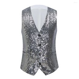 Men's Vests Mens Suit Vest Sequins DJ Nightclub Waistcoat Men Party Stage Singers Colete Social Masculino