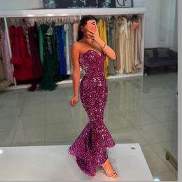 Sexy Mermaid Short Prom Dresses for Women Sweetheart Sequined Formal Occasions Evening Party Birthday Party Second Reception Pageant Special Occasion Gowns