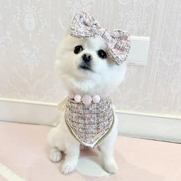 Dog Apparel Small Fashion Desinger Pet Saliva Towel Bib Cat Bow Tie Hair Clip Puppy Cute Accessories Yorkshire Chihuahua Pomeranian