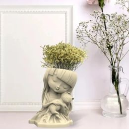 Equipments Girl and Gypsum Flower Pot Silicone Mould Epoxy Resin Casting Mould Succulent Vase Cement Mould Pen Holder Mould