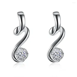Dangle Earrings HXH QRX 925 Sterling Silver Geometric Round Zircon For Women Wedding Engagement Party Fashion Charm Jewellery
