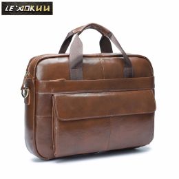 Backpack Men Oil Waxy Leather Antique Design Brown Business Briefcase 16" Laptop Document Case Attache Messenger Bag Tote Portfolio 1119