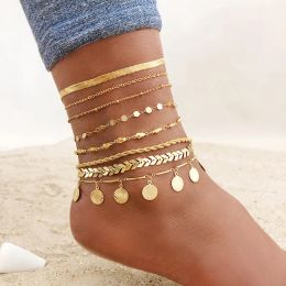 Snake Chain Anchlet for Women Girls Summer Summer Beach Chain Bracelet Bracelet Mothers Day Gifts 14k أصفر الذهب