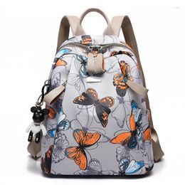 School Bags Anti-thief Feather Print Backpack Female Oxford Cloth Waterproof Travel Casual Schoolbag Brand Ladies Large Capacity