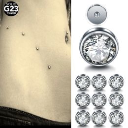 Rings 10pcs/set Astmf136 Titanium Microdermal Piercings Flat Cz Gem Anchor Top Skin Diver Surface Tragus Piercing Sexy Nose Jewelry