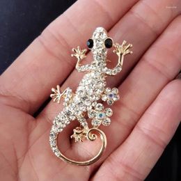 Brooches Lizard Animal Brooch Rhinestone Metal Lapel Suit Pin Women Men Fashion Jewelry Banquet Party Accessories