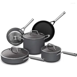 Cookware Sets Foodi NeverStick Premium 8-Piece Set With Glass Lids Hard-Anodized Nonstick Durable & Oven Safe To 500°F