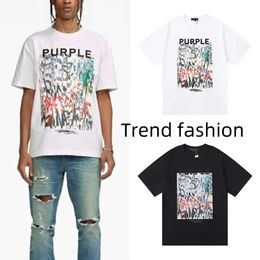 designer Purple Brand T-shirts Color Printed Cotton Loose Casual Men's and Women's Short Sleeved T-shirt fashion do not fade