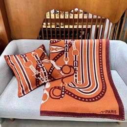 TOP QUAILTY BLACK 3 Colours Orange H WOOL Horse Nevy Red Camel Colour Blankets and Cushion 135&170cm 1.5KG Thick Home Sofa Blanket Big Size