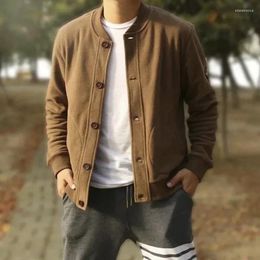 Men's Sweaters Knit Sweater Male Cardigan Fleeced Clothing Plain With Pockets Solid Color Aesthetic Y2k Vintage Sweat-shirt