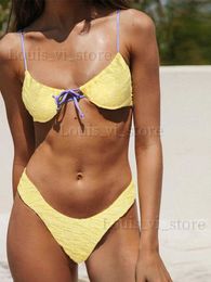 Women's Swimwear Bikinis Set String Bikini Sexy Swimsuit Women 2024 Push Up Swimwear Bathing Suit Yellow Biquini Brazilian Summer Beachwear T240222