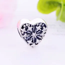 Loose Gemstones 925 Silver Vintage Heart Snowflake Mix Zirconia Bead Fit Original Pan Charm Bracelet For Making Women Jewelry 2024