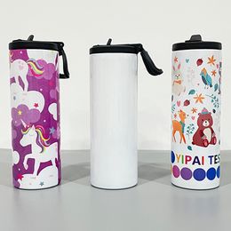 keep drinks hot and cold double wall Stainless Steel wholesale 20oz white blank sublimation straight 20oz water bottle with straw lid For hot printing,sold by case