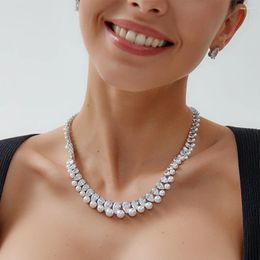 Necklace Earrings Set Bridal Cubic Zirconia CZ Pearl Woman Wedding Choker Earring Jewellery Bridesmaid Gift