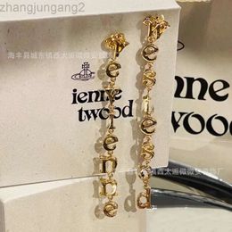 Designer Vivianes Westwoods Jewelry Viviennr Western Empress Dowager Letter Tassel Earrings Long Elegant Chain Saturn Earrings Style