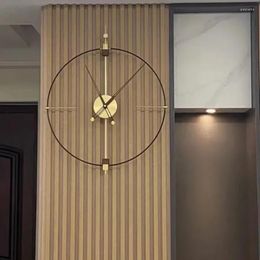 Wall Clocks Quartz Living Room Clock Decoration Art Unique Round Elegant Home Pieces Gold Black Iron Nordic Decor