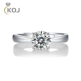 Rings KOJ 1 Carat Moissanite Four Claws Diamond Wedding Rings For Women Real 925 Sterling silver Adjustable Engagement Wedding Jewelry