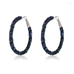 Dangle Earrings Chic Fashion Full Red Black Clear Dark Blue Crystal Hoop Daily Wear Accessory