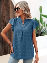 Women's Blouses Summer Chiffon Women For And Tops 2024 Fashion V Neck Short Sleeve Office Work Lady Shirt Plus Size Casual Blouse