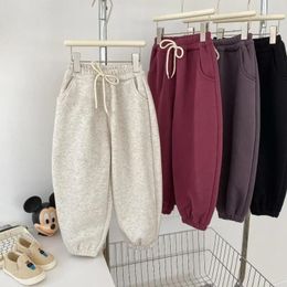 Trousers Winter Children's Padded Thickened Warm Sweatpants Korean Boys And Girls Elastic Waist Casual Loose With Pockets
