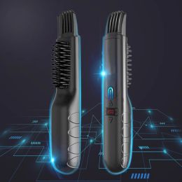 Irons Wireless Beard Straightener Comb for Men Hair Hot Comb Quick Electric Heated Beard Brush Styler Portable Comb Straightener