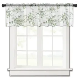 Curtain Summer Leaves Watercolour Bedroom Voile Short Window Chiffon Curtains For Kitchen Home Decor Small Tulle Drapes