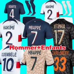 Maillot MBAPPE Soccer Jerseys Kids Kit 23 24 Player Version 2023 2024 third Home Fourth UGARTE Football Shirt HAKIMI FABIAN VITINHA O DEMBELE