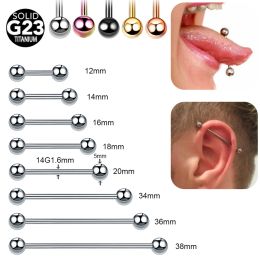 Rings Titanium Tongue Ring Piercings External Threaded Industrial Piercing Barbell Tongue Bar Ear Tragus Helix Ear Body Jewelry