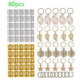 Hair Clips 80 Pieces Dreadlock Jewellery Beads Metal Braiding Cuffs Rings For Shell Char