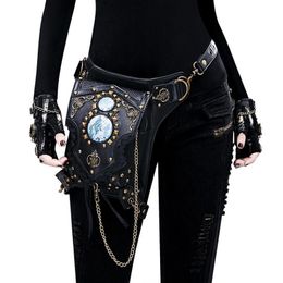 Waist Bags YourSeason Unisex Steampunk Chain Rivet Pack Multifunctional PU Leather Female Shoulder 2022 Moto Biker Belt Bag326Q