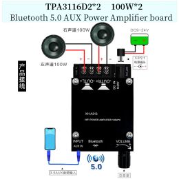 Amplifier HIFIDIY LIVE Bluetooth 5.0 AUX TPA3116 Digital Power Amplifier board 2x 50W 100W speaker Stereo Audio AMP Module Home music 1002