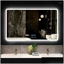 Bath Accessory Set Wall Bathroom Sink Led Smart Makeup Mirror With Light Anti-Fog Square Hanging Drop Delivery Home Garden Accessorie Dha0N