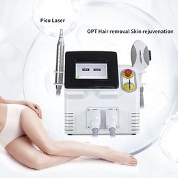 High Power Portable 2 Handles OPT + Picosecond Laser Hair/Tattoo Removal Skin Whitening Carbon Peeling Non-invasive Laser Beauty Instrument
