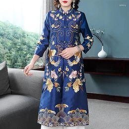 Ethnic Clothing Year Spring Festival Embroider Windbreakers Trench Coat