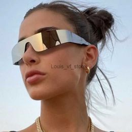 Sunglasses 2000S Aesthetic Y2K Sunglasses Men One Piece Sports Sun Glasses Women Vintage Wrap Around Shades Fashion Punk Goggle Eyewear H24223