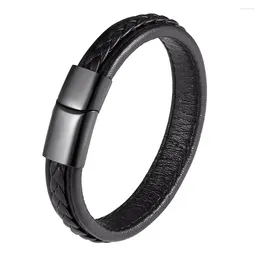 Charm Bracelets Wholesale Price Genuine Leather Bracelet Men's Black Stainless Steel And Ladies Jewellery Christmas Present