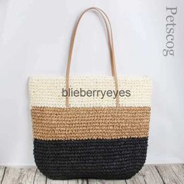 Shoulder Bags Evening Bags Stripe Pattern Straw Bags Summer Fashion Large Capacity Tote Bag Bohemian Color Stitching Travel Handbags Beach Shoulder BagsH24223