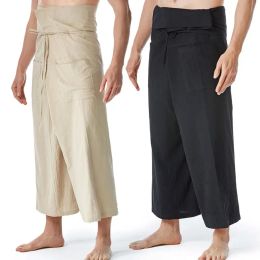 Pants Trendy Thai Fisherman Pants Straight Pirate Pants Pockets Streetwear Loose Fitting Men Yoga Trousers