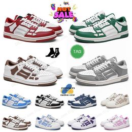 Luxury NOW Bone shoes ami Unisex LOW skeleton shoe grey white fluorescent yellow pink blue green leather black white purple brown black bule casual shoes