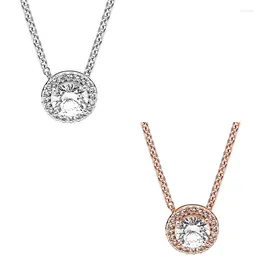 Pendants Original Rose Gold Sparkle Classic Elegance With Crystal Necklace For Women 925 Sterling Silver Bead Charm Diy Fashion Jewelry