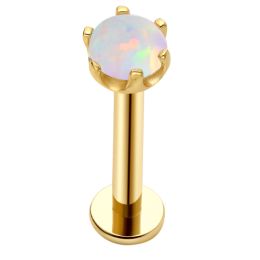 Jewelry 14K Solid Gold Threadless Push Pin With Zircon Opal Stone Labret Piercing Jewelry Eternal Metal KLSV97 KLSV98