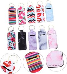 Printing Chapstick Holder Keychain Party Gifts Lipstick Packing Bag Chapsticks Holders Kits Neoprene Square Lip Gloss Pouch Wristlet